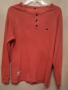 Aioperson Coral Mens Henley Waffle Shirt